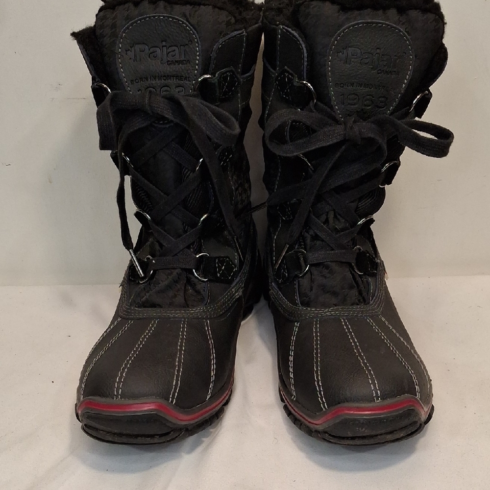 Pajar Leather/Textile Upper Black Winter Boot with Red Accent.Lightly Worn - Picture 3 of 15